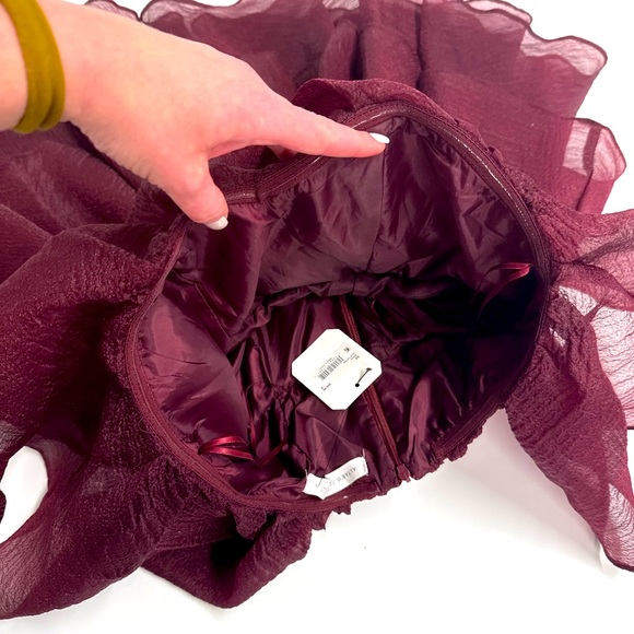 NWT Altar’d State Burgundy Strapless Tiered Ruffle Mini Dress – Size S - Picture 4 of 8